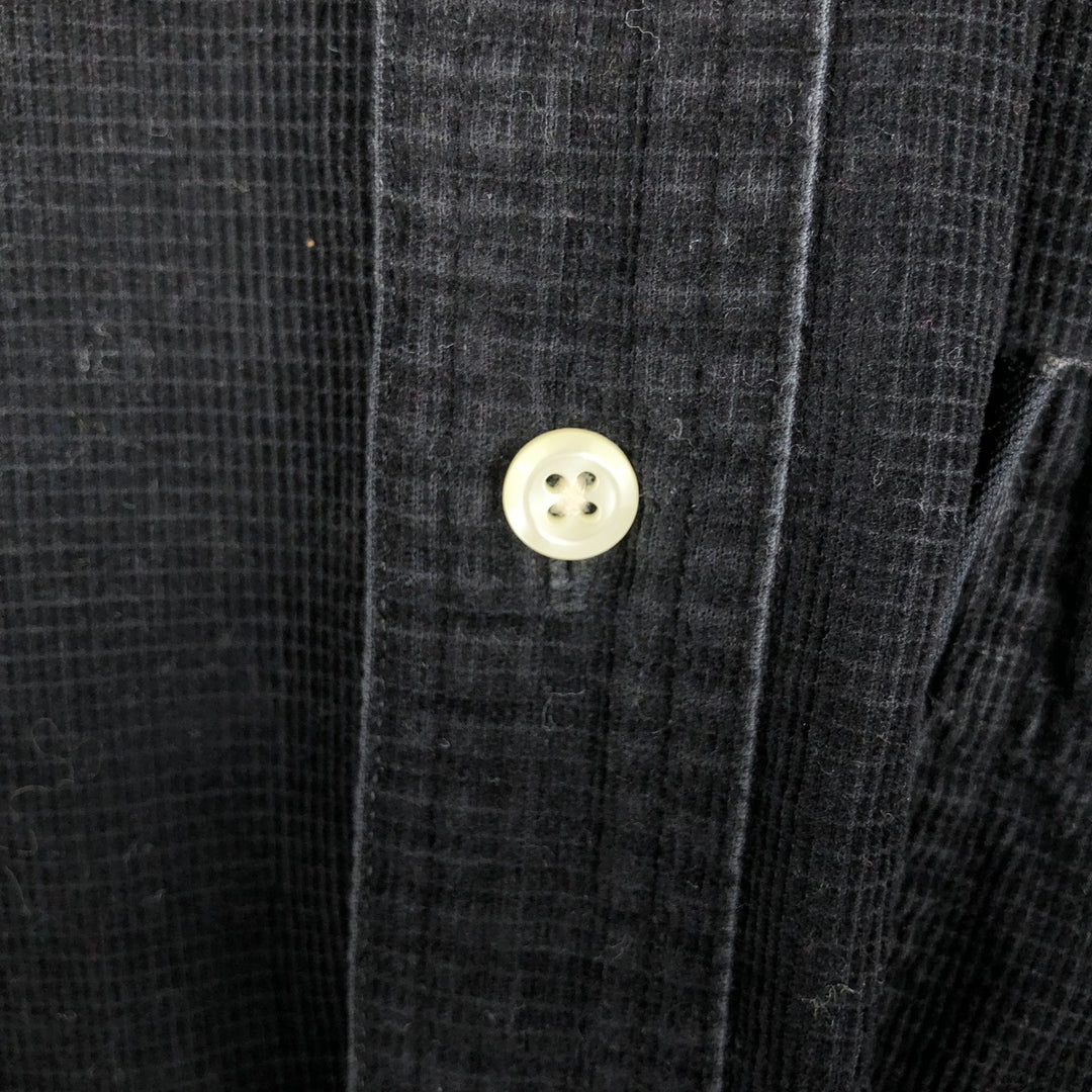 Ralph Lauren Chaps long-sleeved button-down corduroy shirt, men's size L cotton black type Vintage Second Hand