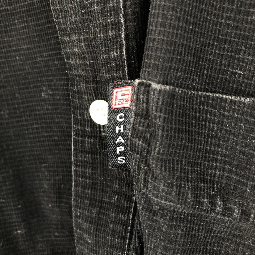 Ralph Lauren Chaps long-sleeved button-down corduroy shirt, men's size L cotton black type Vintage Second Hand