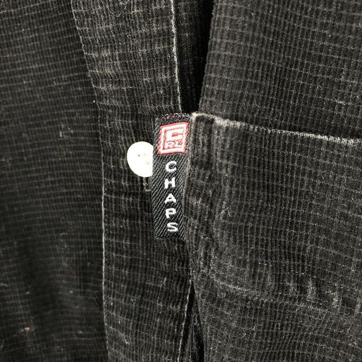 Ralph Lauren Chaps long-sleeved button-down corduroy shirt, men's size L cotton black type Vintage Second Hand
