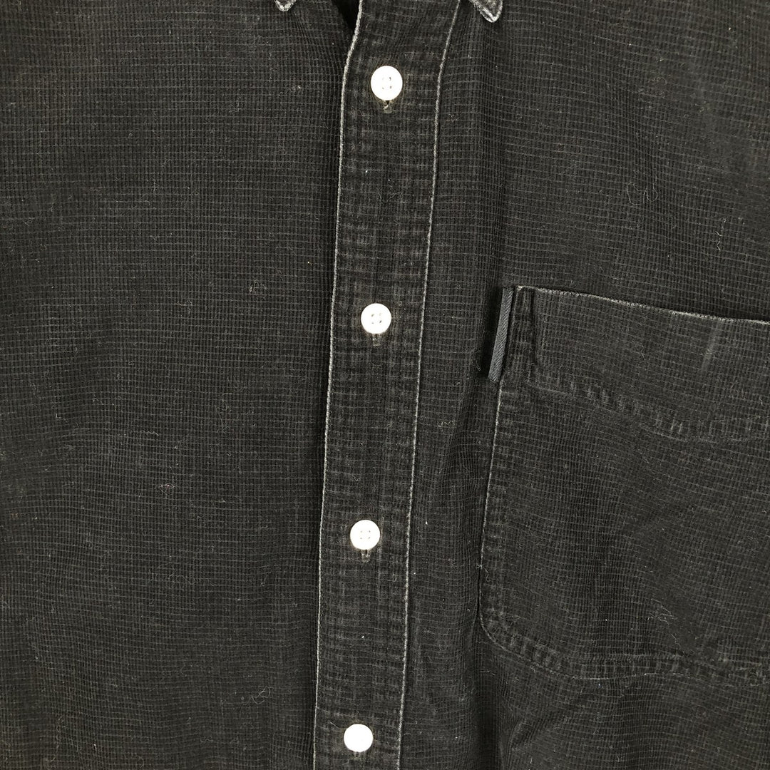 Ralph Lauren Chaps long-sleeved button-down corduroy shirt, men's size L cotton black type Vintage Second Hand