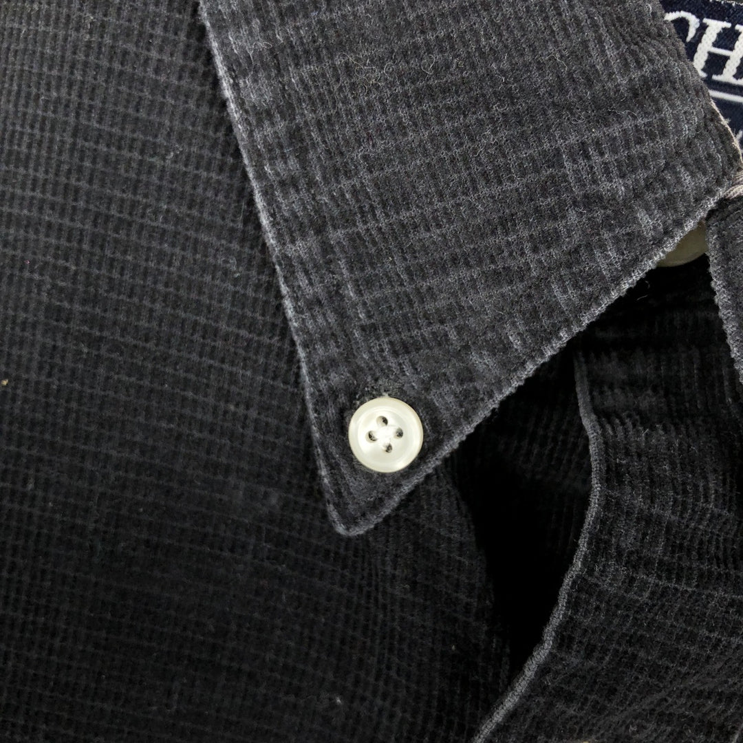 Ralph Lauren Chaps long-sleeved button-down corduroy shirt, men's size L cotton black type Vintage Second Hand