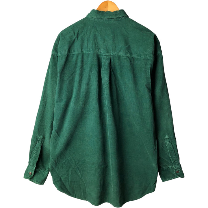 Vintage 1980'S Ralph Lauren Chaps long-sleeved button-down corduroy shirt, size L, men's cotton green type Vintage Second Hand