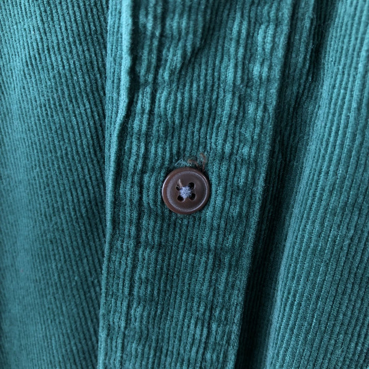 Vintage 1980'S Ralph Lauren Chaps long-sleeved button-down corduroy shirt, size L, men's cotton green type Vintage Second Hand
