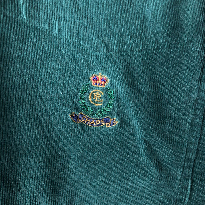 Vintage 1980'S Ralph Lauren Chaps long-sleeved button-down corduroy shirt, size L, men's cotton green type Vintage Second Hand