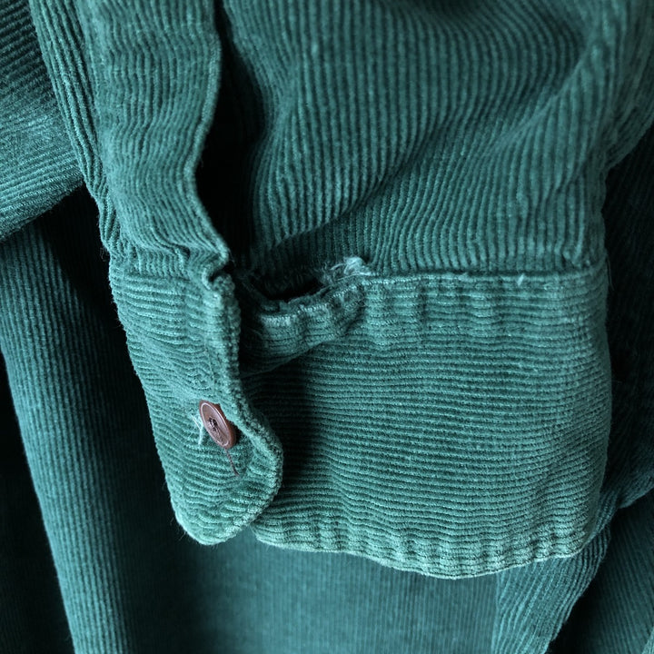 Vintage 1980'S Ralph Lauren Chaps long-sleeved button-down corduroy shirt, size L, men's cotton green type Vintage Second Hand
