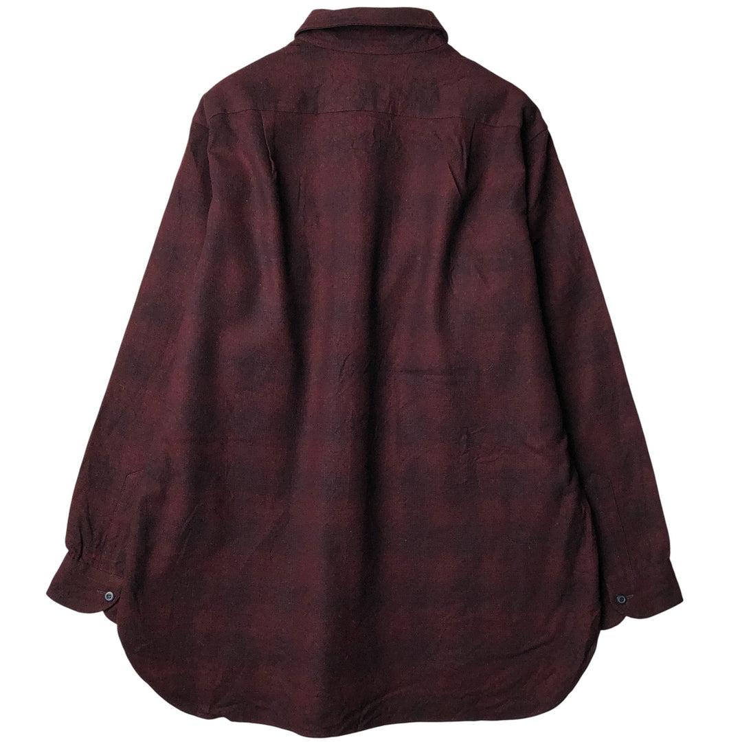 Vintage 1970'S Pendleton Check Pattern Ombre Check Wool Shirt, Made in USA, Men's XL wool burgundy type Vintage Second Hand