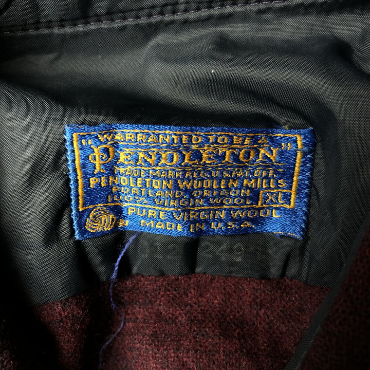 Vintage 1970'S Pendleton Check Pattern Ombre Check Wool Shirt, Made in USA, Men's XL wool burgundy type Vintage Second Hand