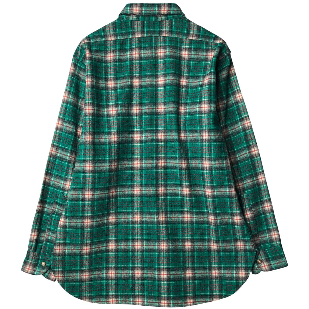 Vintage 1970'S Pendleton ombre check wool shirt, made in the USA, size L, men's wool green type Vintage Second Hand
