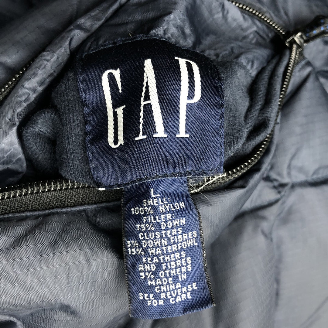 90'S GAP Vintage Reversible Ripstop Down Vest, Men's Size L Nylon navy blue type Vintage Second Hand