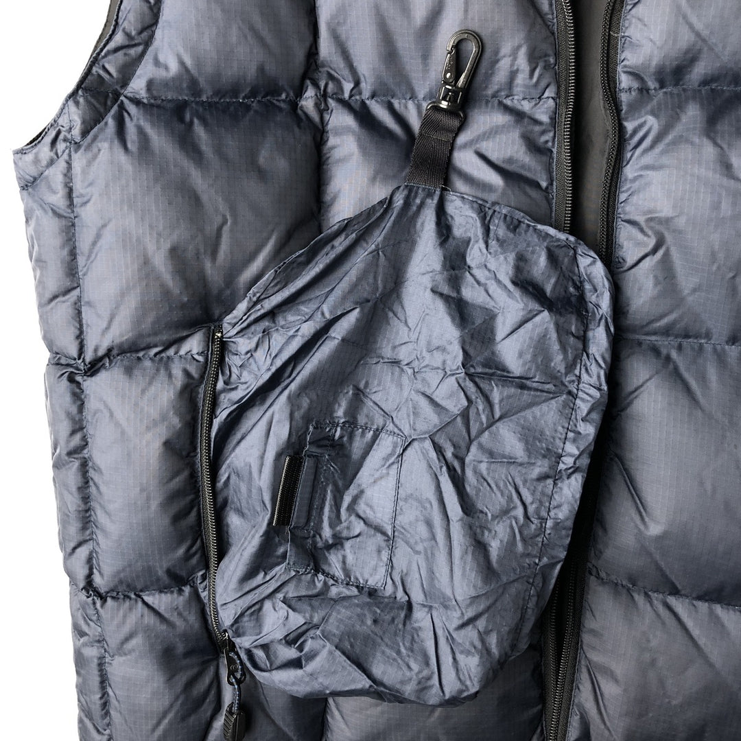 90'S GAP Vintage Reversible Ripstop Down Vest, Men's Size L Nylon navy blue type Vintage Second Hand
