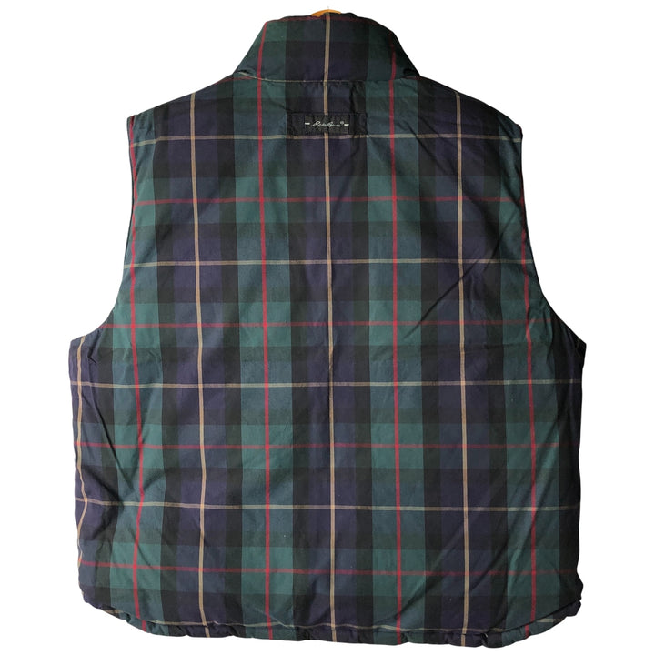 2000'S Eddie Bauer Reversible Check Pattern Goose Down Vest, Men's Size L polyester green type Vintage Second Hand