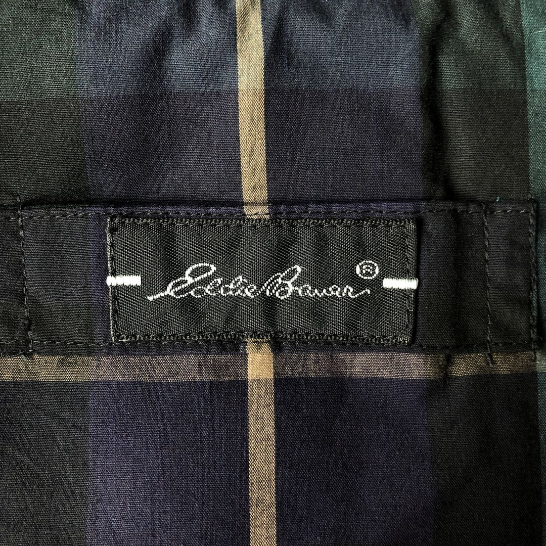 2000'S Eddie Bauer Reversible Check Pattern Goose Down Vest, Men's Size L polyester green type Vintage Second Hand