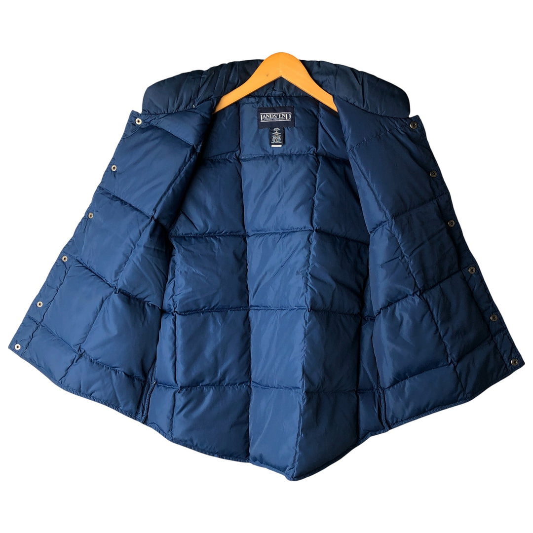 Vintage 80s-90'S Lands' End goose down vest, size M, men's Nylon Navy blue Vintage Second Hand