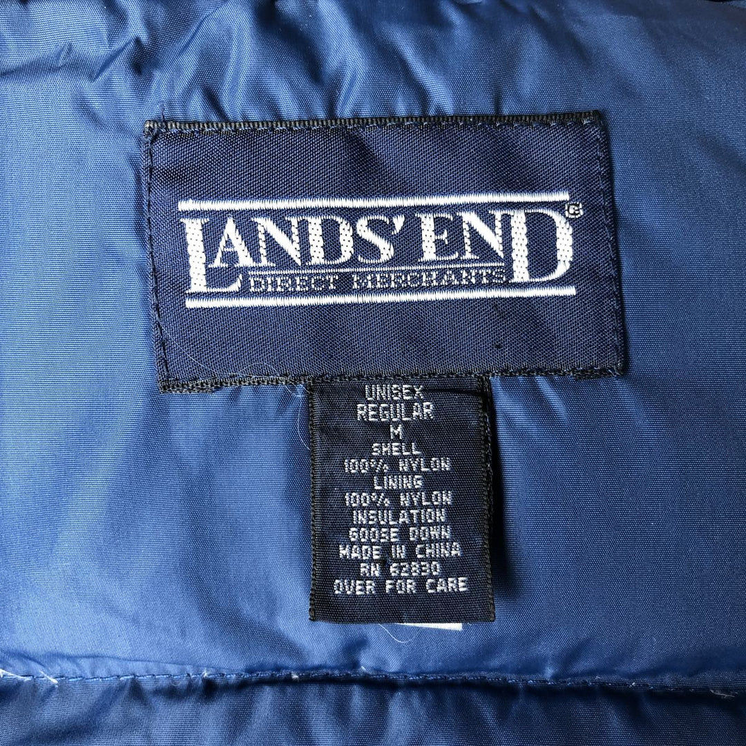 Vintage 80s-90'S Lands' End goose down vest, size M, men's Nylon Navy blue Vintage Second Hand
