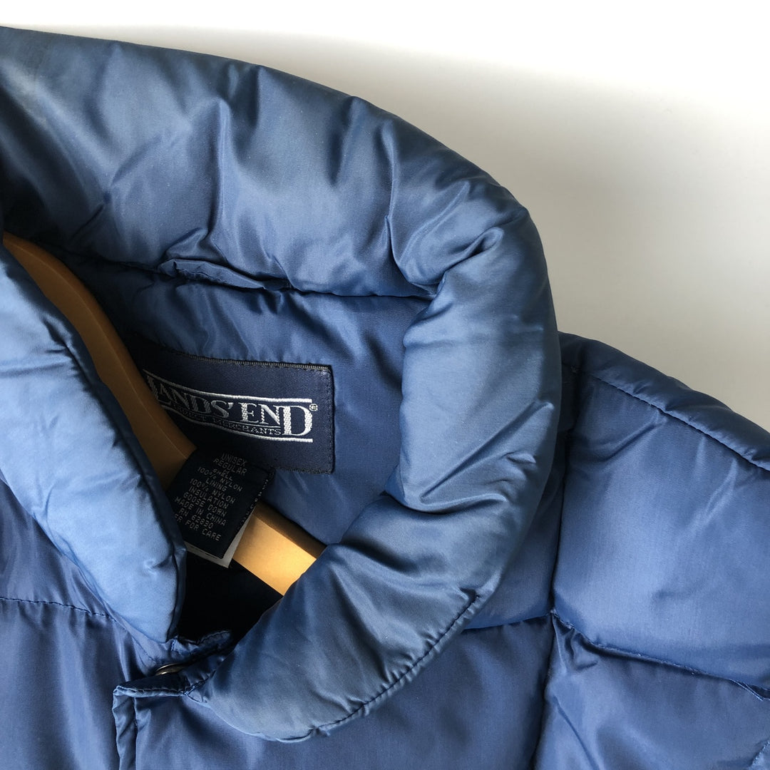 Vintage 80s-90'S Lands' End goose down vest, size M, men's Nylon Navy blue Vintage Second Hand