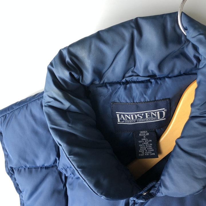 Vintage 80s-90'S Lands' End goose down vest, size M, men's Nylon Navy blue Vintage Second Hand