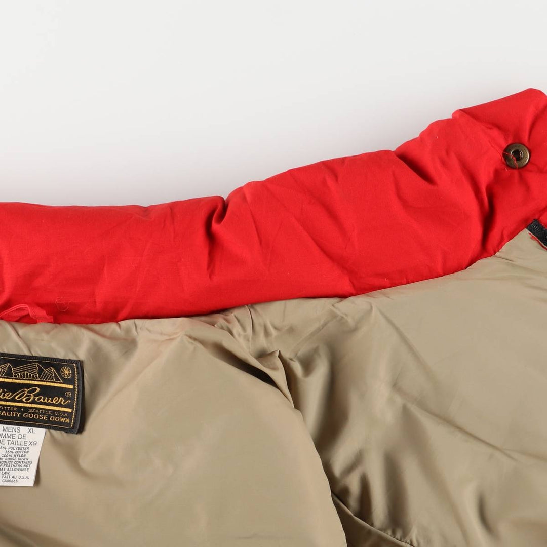 Vintage 1970'S Eddie Bauer black tag goose down vest, made in the USA, men's size XL polyester red type Vintage Second Hand