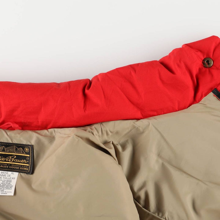 Vintage 1970'S Eddie Bauer black tag goose down vest, made in the USA, men's size XL polyester red type Vintage Second Hand