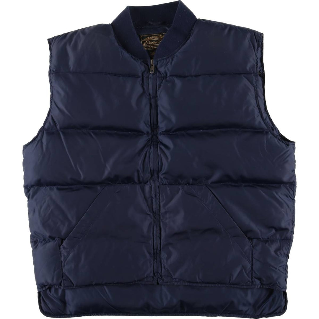 Vintage 80s-90'S Eddie Bauer black tag goose down vest, men's size L Nylon navy blue type Vintage Second Hand