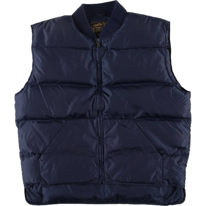 Vintage 80s-90'S Eddie Bauer black tag goose down vest, men's size L Nylon navy blue type Vintage Second Hand