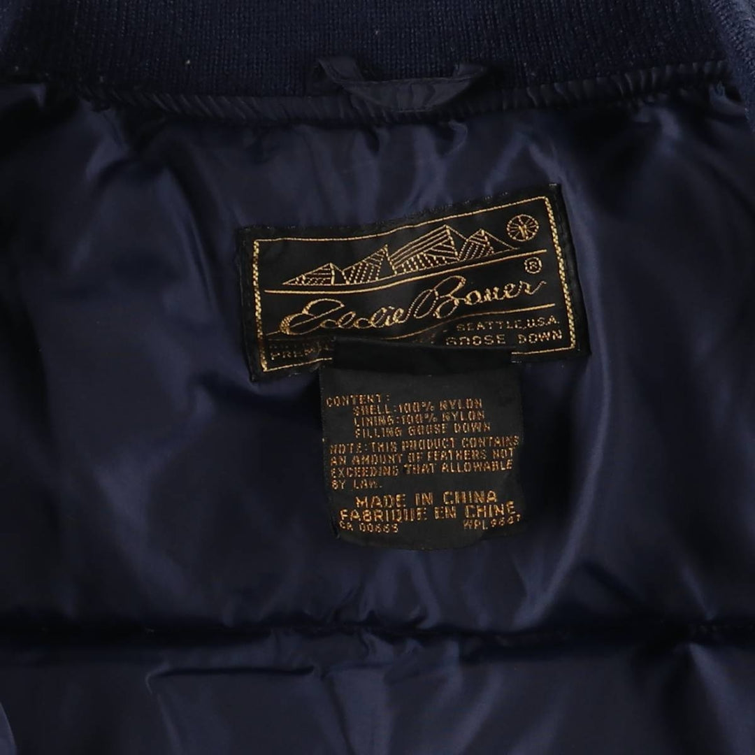 Vintage 80s-90'S Eddie Bauer black tag goose down vest, men's size L Nylon navy blue type Vintage Second Hand