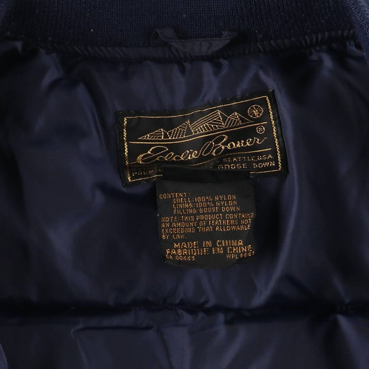Vintage 80s-90'S Eddie Bauer black tag goose down vest, men's size L Nylon navy blue type Vintage Second Hand