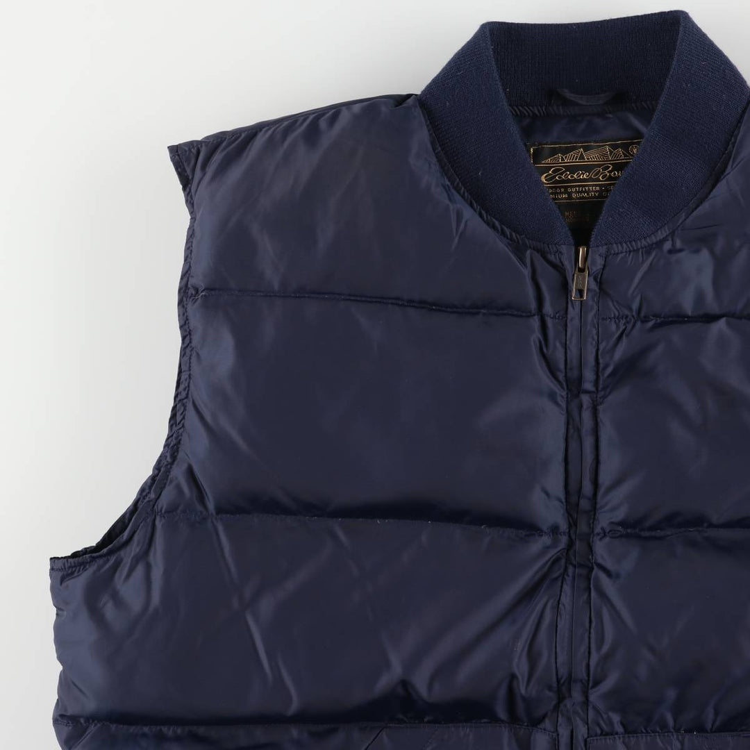 Vintage 80s-90'S Eddie Bauer black tag goose down vest, men's size L Nylon navy blue type Vintage Second Hand
