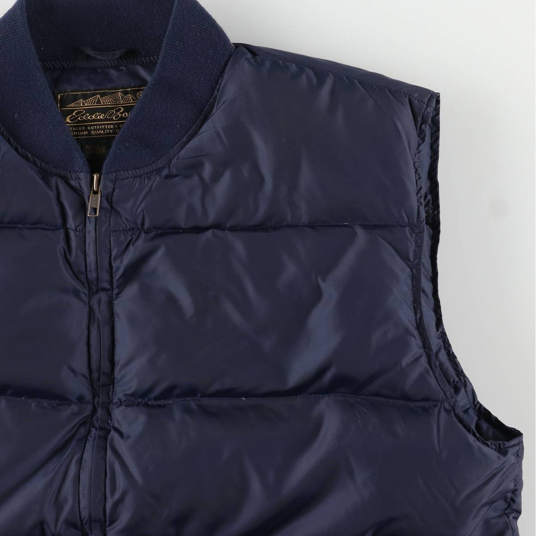 Vintage 80s-90'S Eddie Bauer black tag goose down vest, men's size L Nylon navy blue type Vintage Second Hand