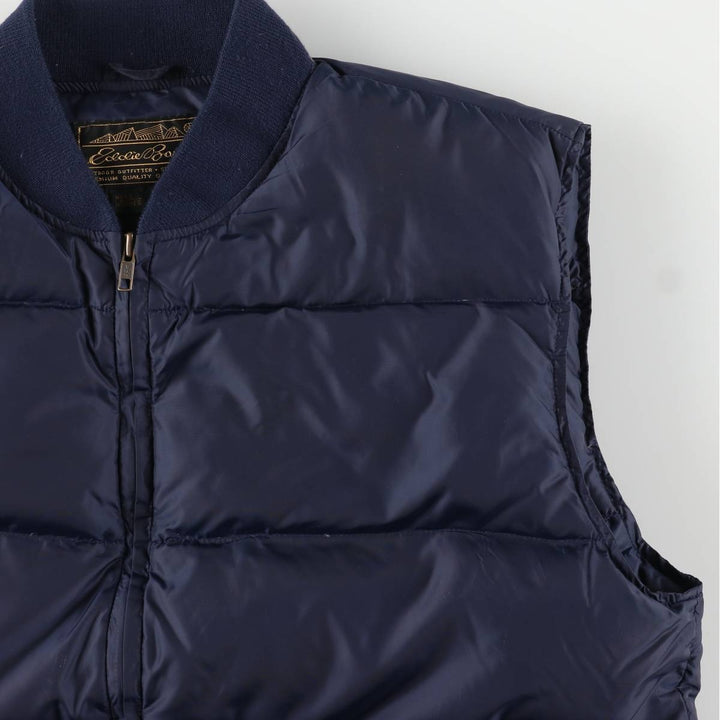 Vintage 80s-90'S Eddie Bauer black tag goose down vest, men's size L Nylon navy blue type Vintage Second Hand