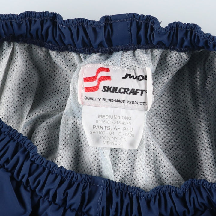 2000'S US Military PTU Training Pants, Nylon, Shaka Shaka Pants, Made in USA, Medium Long, Men's Size M Nylon navy blue type Vintage Second Hand