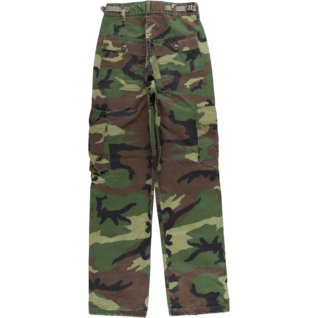 Civilian Camouflage Woodland Camo Military Cargo Pants, Made in USA, Women's Size L (W28), Vintage Nylon Khaki type Vintage Second Hand