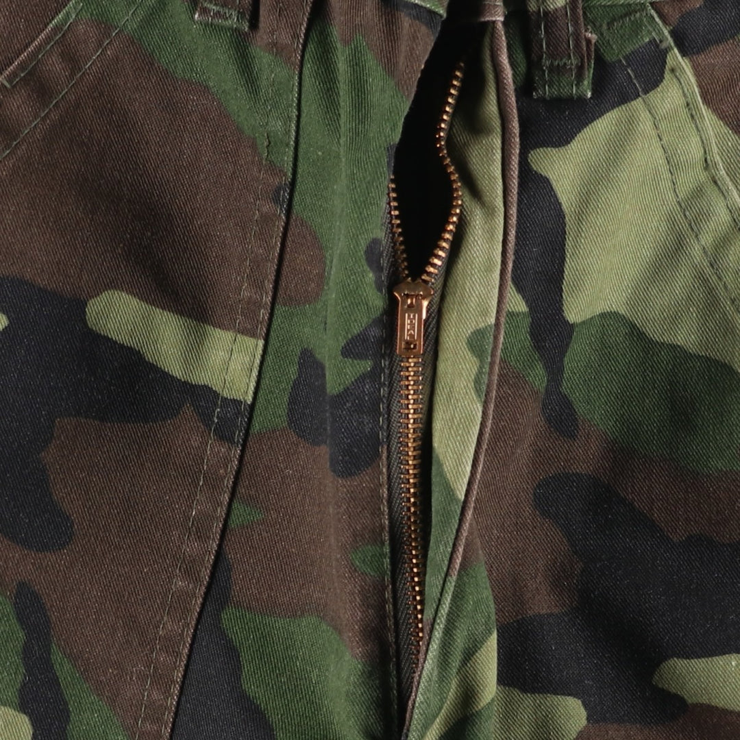 Civilian Camouflage Woodland Camo Military Cargo Pants, Made in USA, Women's Size L (W28), Vintage Nylon Khaki type Vintage Second Hand