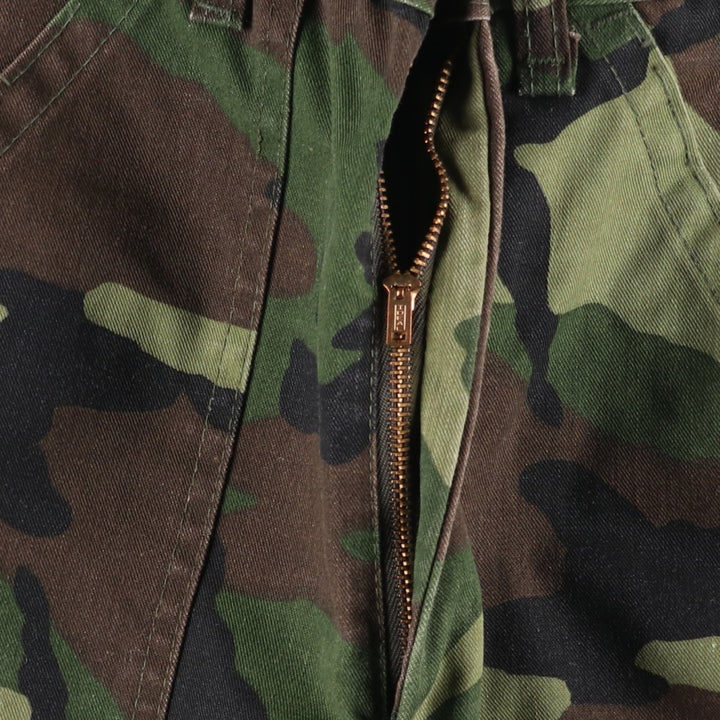Civilian Camouflage Woodland Camo Military Cargo Pants, Made in USA, Women's Size L (W28), Vintage Nylon Khaki type Vintage Second Hand