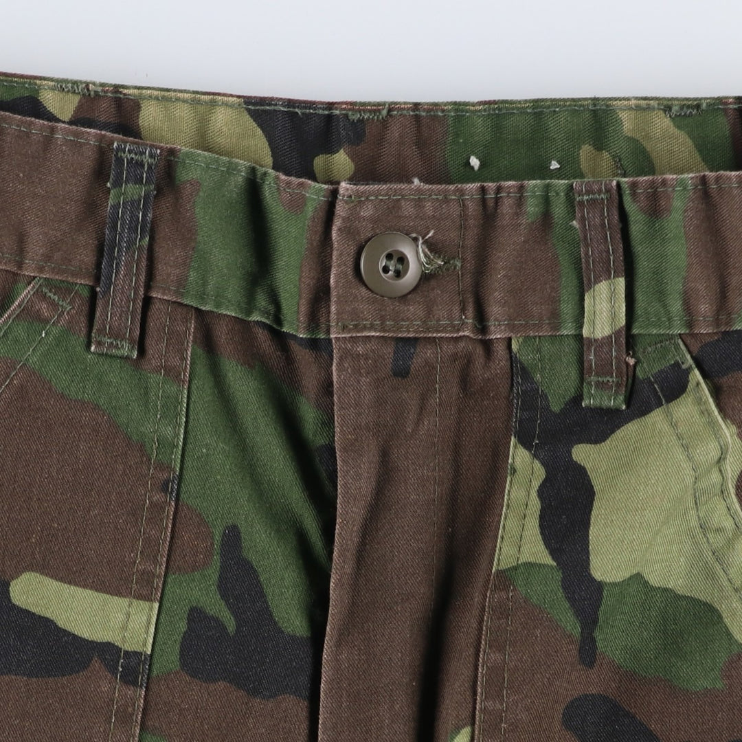 Civilian Camouflage Woodland Camo Military Cargo Pants, Made in USA, Women's Size L (W28), Vintage Nylon Khaki type Vintage Second Hand