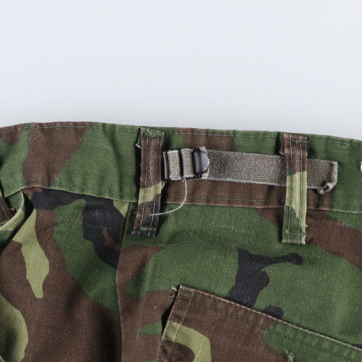 Civilian Camouflage Woodland Camo Military Cargo Pants, Made in USA, Women's Size L (W28), Vintage Nylon Khaki type Vintage Second Hand
