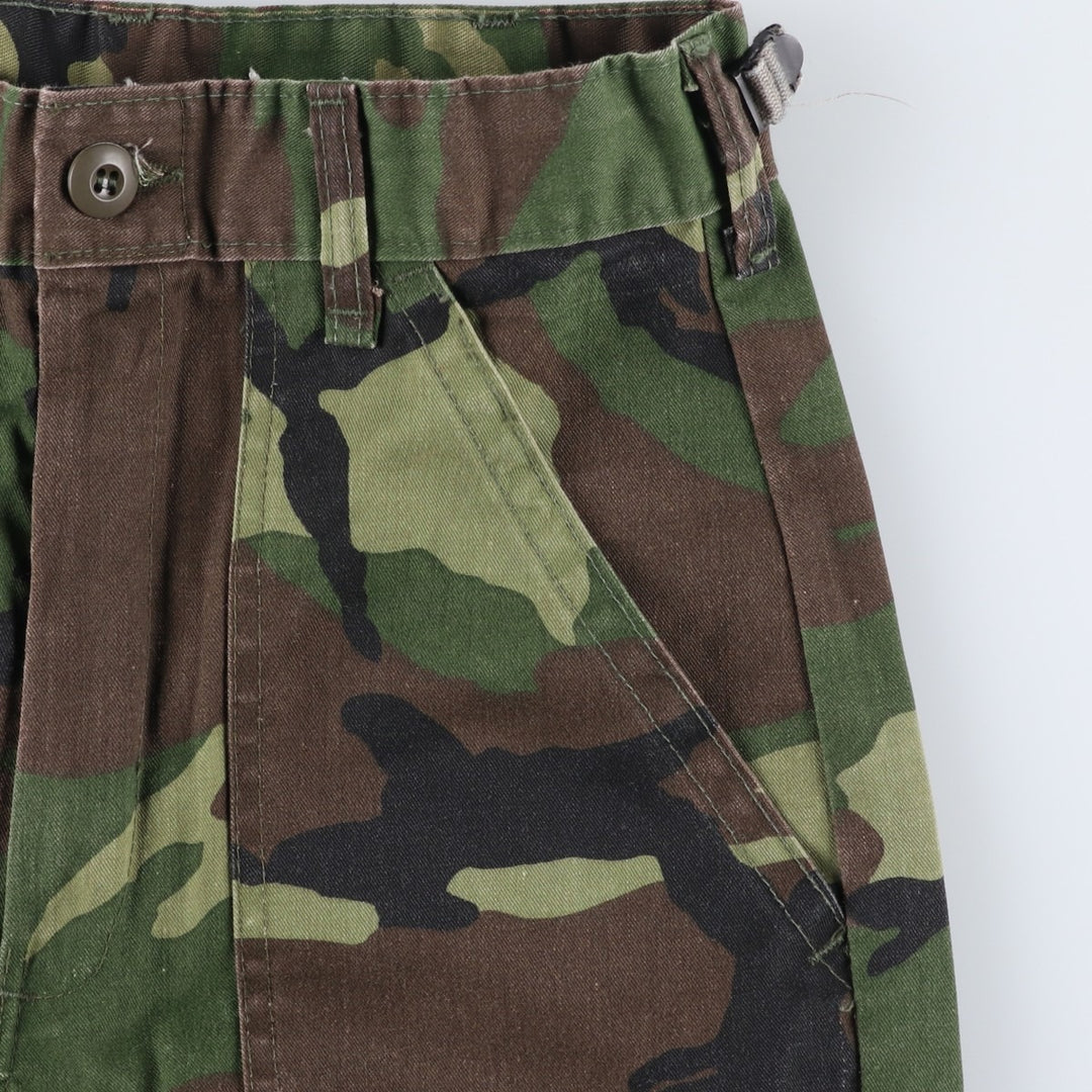 Civilian Camouflage Woodland Camo Military Cargo Pants, Made in USA, Women's Size L (W28), Vintage Nylon Khaki type Vintage Second Hand