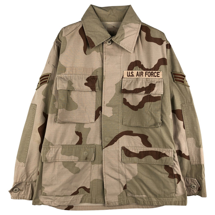 Authentic 1990'S US Military USAF Camouflage Pattern 3C Desert Camo Ripstop Military Jacket, Made in USA, Small-Short, Men's Size Small Nylon Khaki type brown Vintage Second Hand