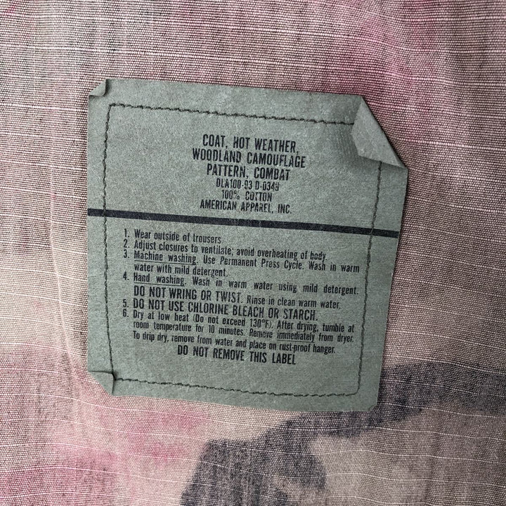 90'S US Military Camouflage Woodland Camo Ripstop Military Jacket, Made in USA, Small Regular, Men's Size Small cotton Khaki type Vintage Second Hand