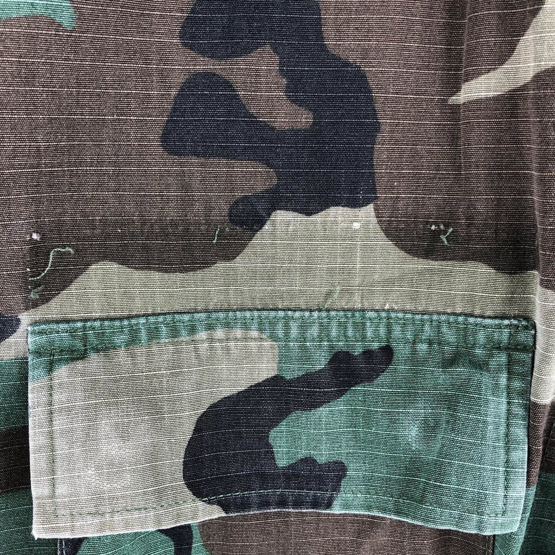 90'S US Military Camouflage Woodland Camo Ripstop Military Jacket, Made in USA, Small Regular, Men's Size Small cotton Khaki type Vintage Second Hand