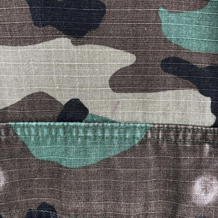 90'S US Military Camouflage Woodland Camo Ripstop Military Jacket, Made in USA, Small Regular, Men's Size Small cotton Khaki type Vintage Second Hand