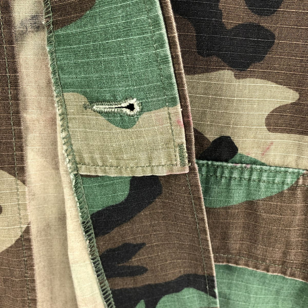 90'S US Military Camouflage Woodland Camo Ripstop Military Jacket, Made in USA, Small Regular, Men's Size Small cotton Khaki type Vintage Second Hand