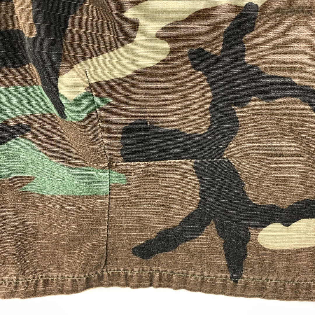 90'S US Military Camouflage Woodland Camo Ripstop Military Jacket, Made in USA, Small Regular, Men's Size Small cotton Khaki type Vintage Second Hand