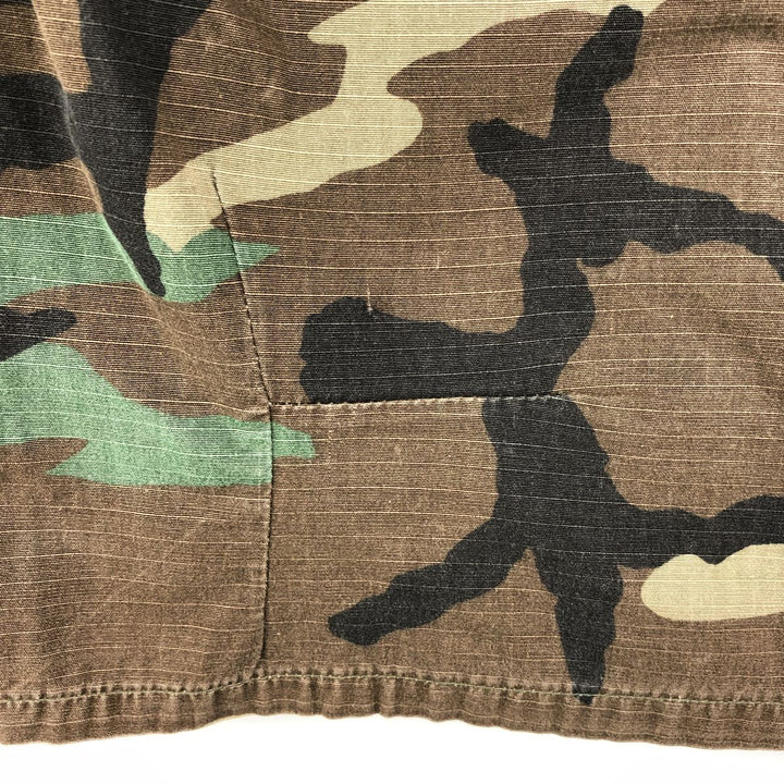 90'S US Military Camouflage Woodland Camo Ripstop Military Jacket, Made in USA, Small Regular, Men's Size Small cotton Khaki type Vintage Second Hand