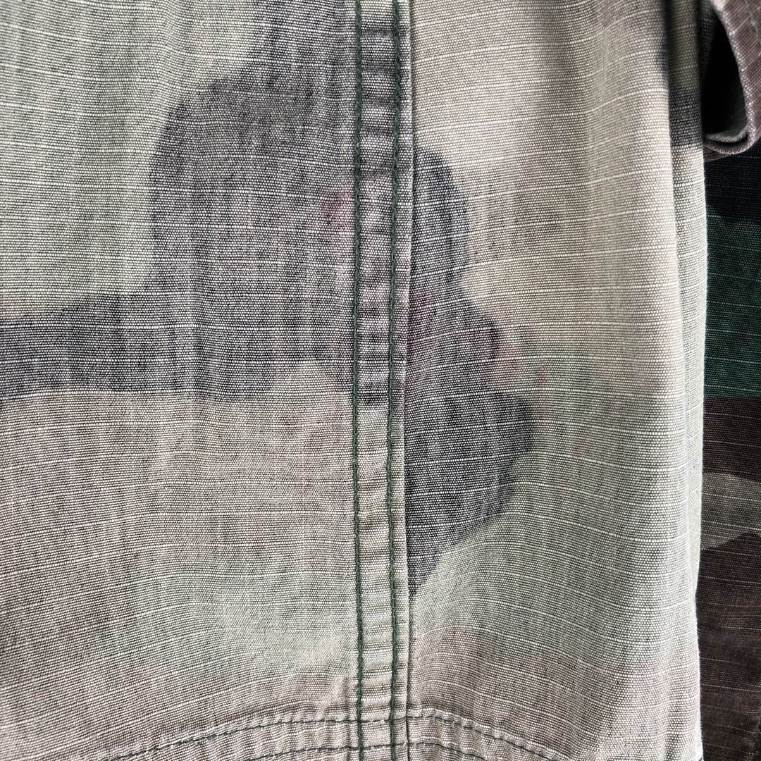 90'S US Military Camouflage Woodland Camo Ripstop Military Jacket, Made in USA, Small Regular, Men's Size Small cotton Khaki type Vintage Second Hand