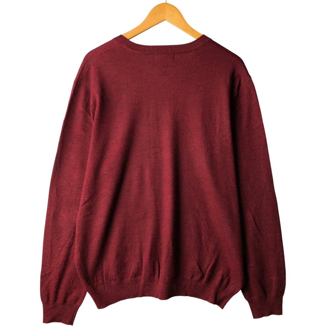 Banana Republic Merino V-neck wool knit sweater, men's size XL wool wine-red Vintage Second Hand