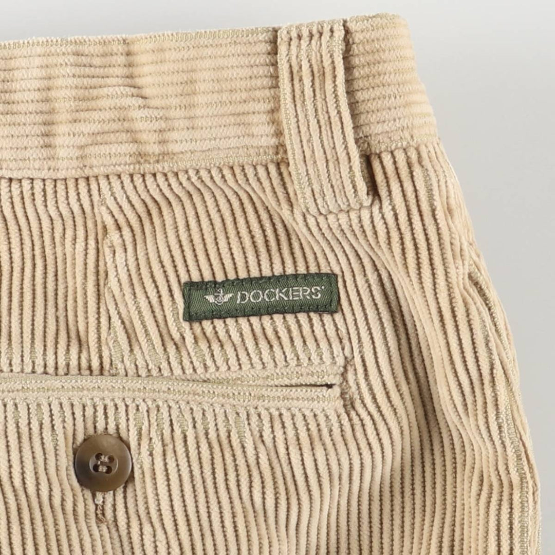 90'S Dockers Khakis Wide-Ribbed Corduroy Pants, Men's, Vintage, Size W37 cotton Beige type Vintage Second Hand