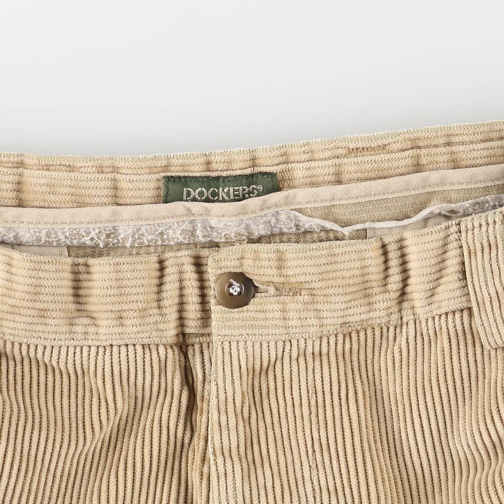 90'S Dockers Khakis Wide-Ribbed Corduroy Pants, Men's, Vintage, Size W37 cotton Beige type Vintage Second Hand