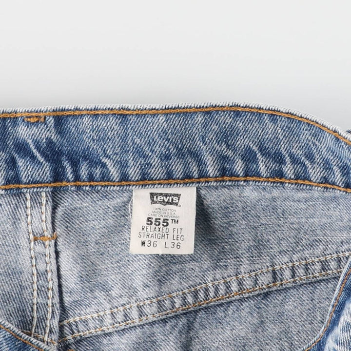 90'S Levi's 555-4891 Relaxed Fit Straight Leg Tapered Denim Pants, Made in USA, Men's Size 36 (Vintage) cotton blue type Vintage Second Hand