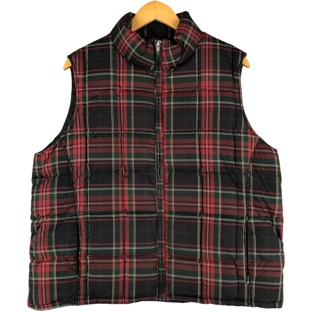 2000'S Eddie Bauer Tartan Check Goose Down Vest, Men's XL polyester red type Vintage Second Hand