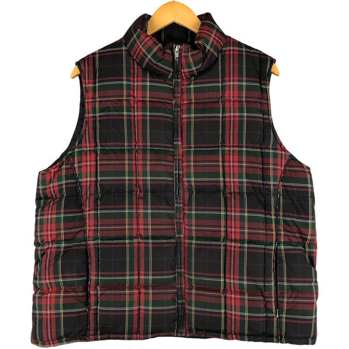 2000'S Eddie Bauer Tartan Check Goose Down Vest, Men's XL polyester red type Vintage Second Hand